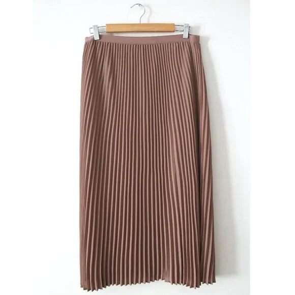 Babaton Jude Skirt / Large / Nutmeg High Waist Pleated Midi Skirt Aritzia - Picture 2 of 6